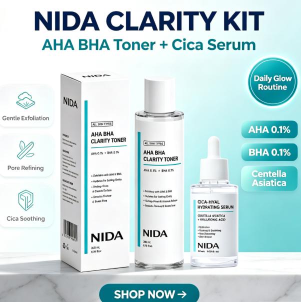 Aha Bha Exfoliant - NIDA Hydrating Clarifying Skin Care Set