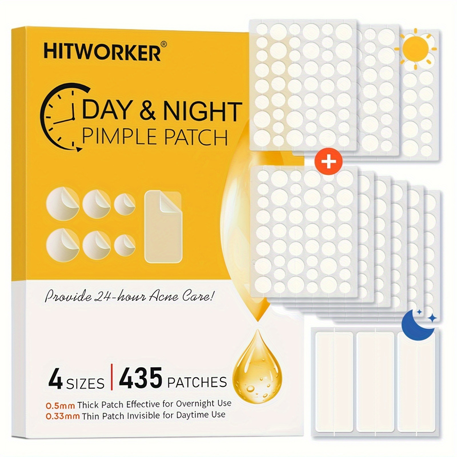 Hydrocolloid Acne Patch - 435 pieces of transparent acne patches,