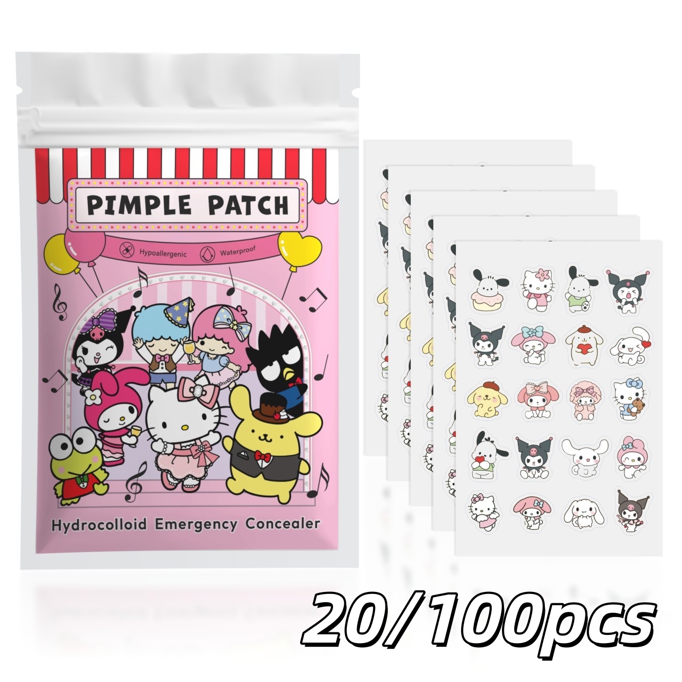 20/100pcs Hello Kitty Hydrocol - Hydrocolloid Acne Patch ulasan dan harga