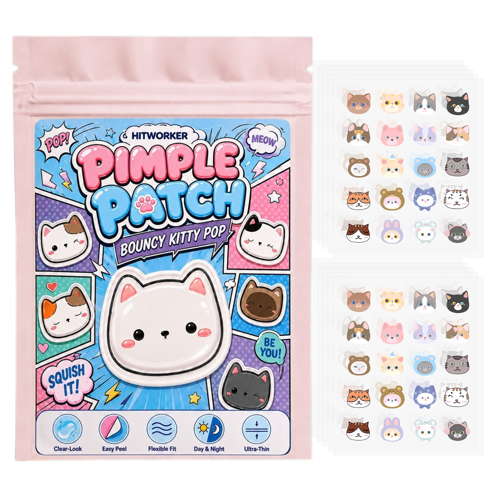 100pcs Cute Cat Pimple Patches - Peptide Neck Cream ulasan dan harga